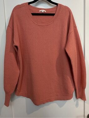 Matty M Textured Cotton Sweater Dusty Rose Salmon Color Large